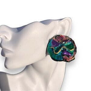 Vintage Abstract Multicolor Clip Earrings